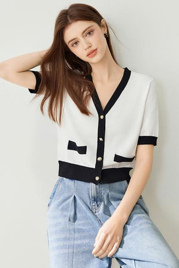 Color Block Knit Cardigan