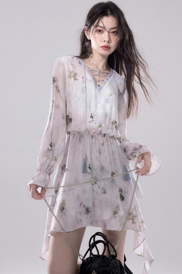 Misty V-Neck Tie-Dye Dress