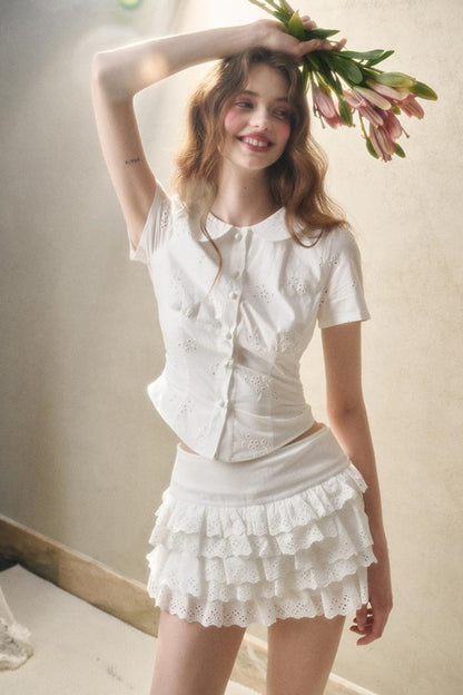 White Mint Cotton Lace Set-Up