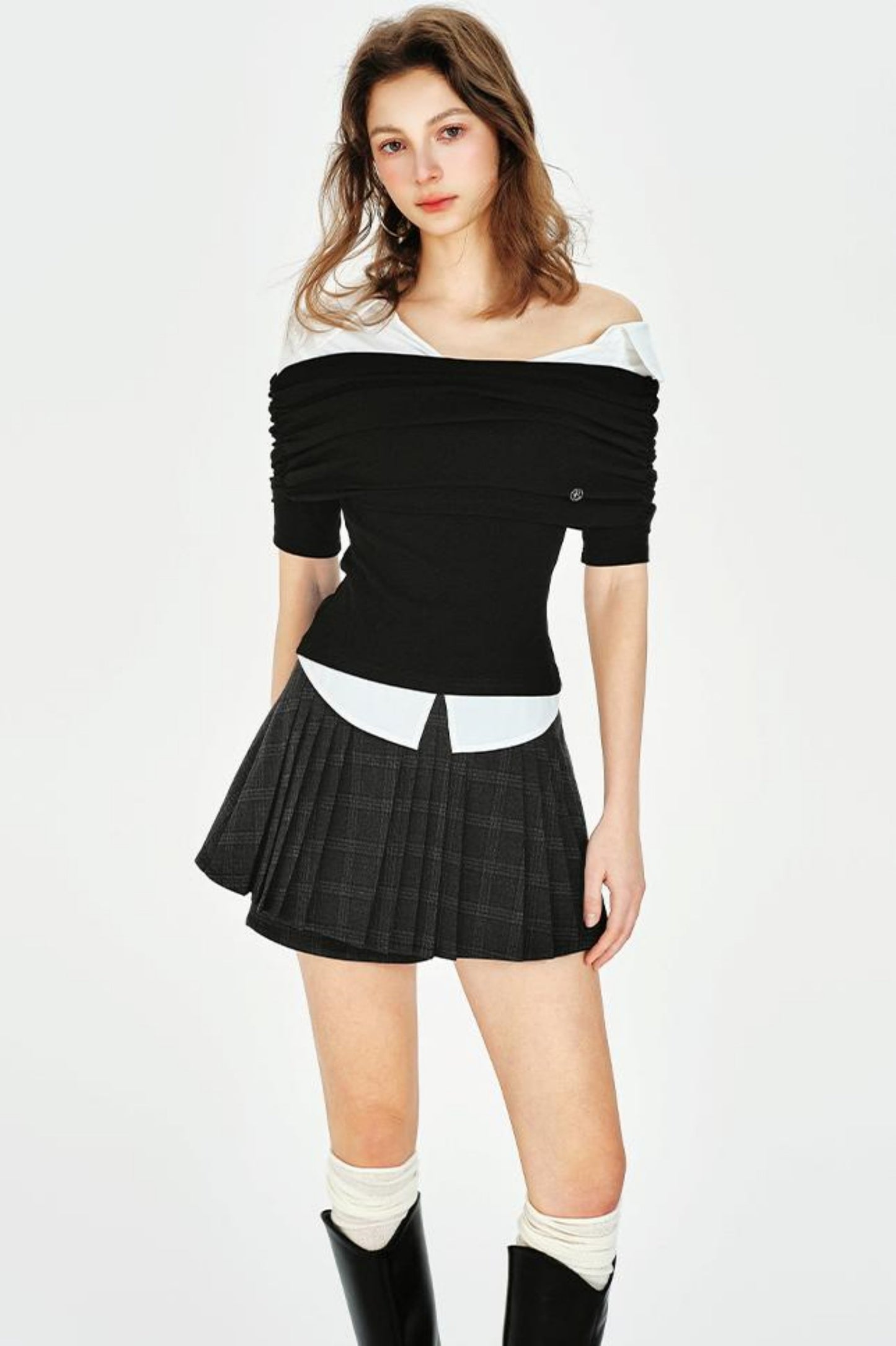 Vintage Style Off-Shoulder Knit Top