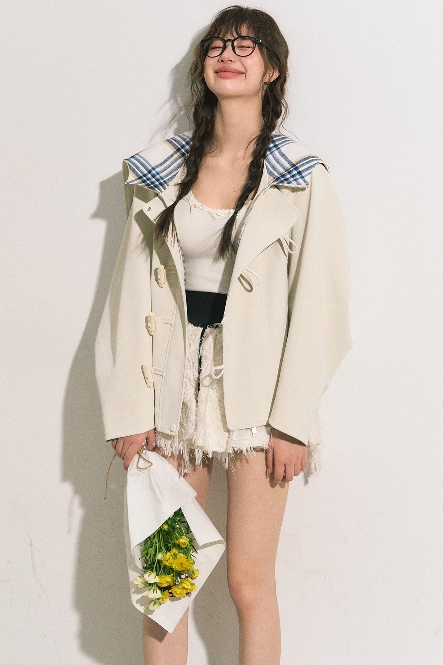 Navy Hooded Trench Coat