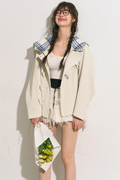 Navy Hooded Trench Coat