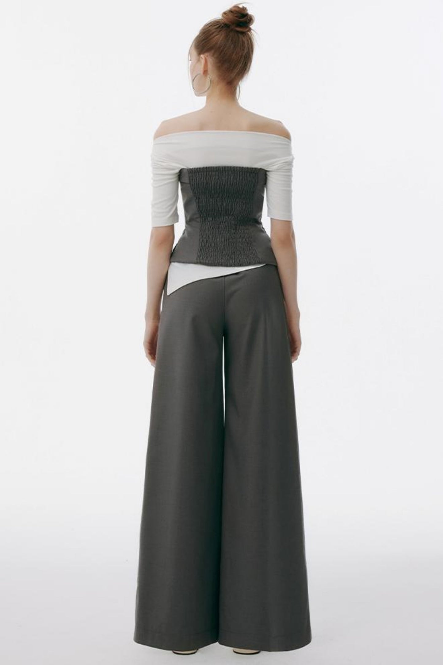 Gray One-Shoulder Bustier Set-Up