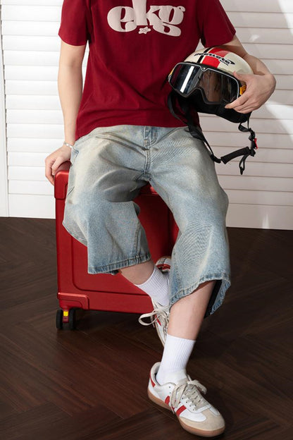 Washed Cropped Denim Pants