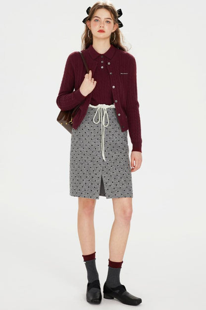 Dark Red Knit Polo T-Shirt