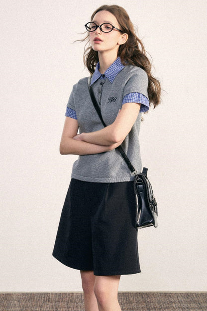 Collegiate Patchwork Knit Top