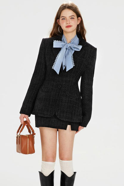 Pocket Accent Tweed Skirt Set-Up