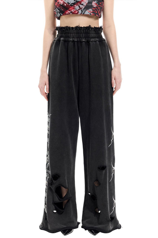 Flared Distressed Sweatpants