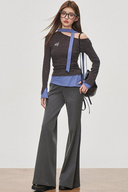 Color Block Slant Shoulder Tee