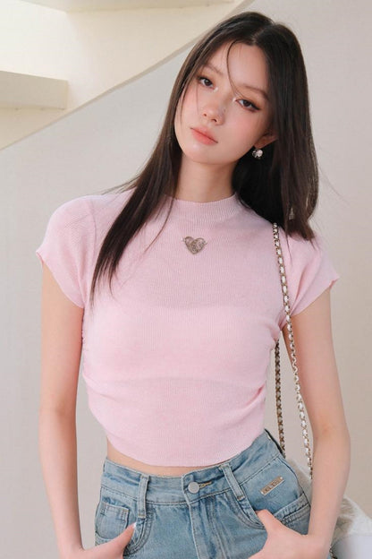 Sweet Spicy High Neck Knit Tee