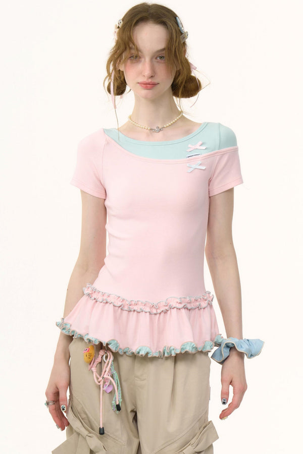 Color Block Bow T-Shirt