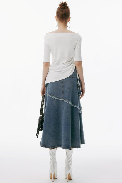 Gray One-Shoulder Bustier Set-Up