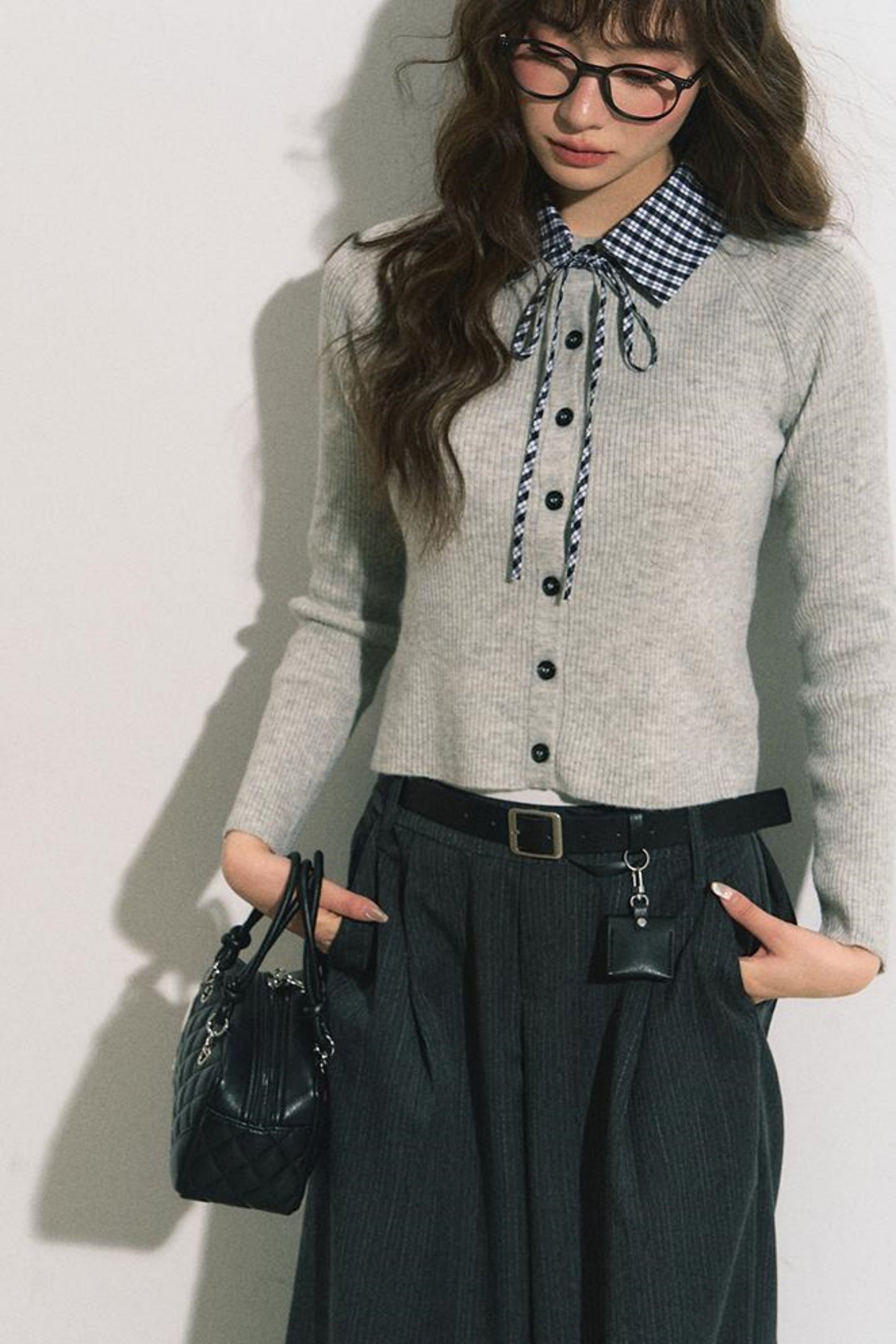 Slim Gray Knit Cardigan