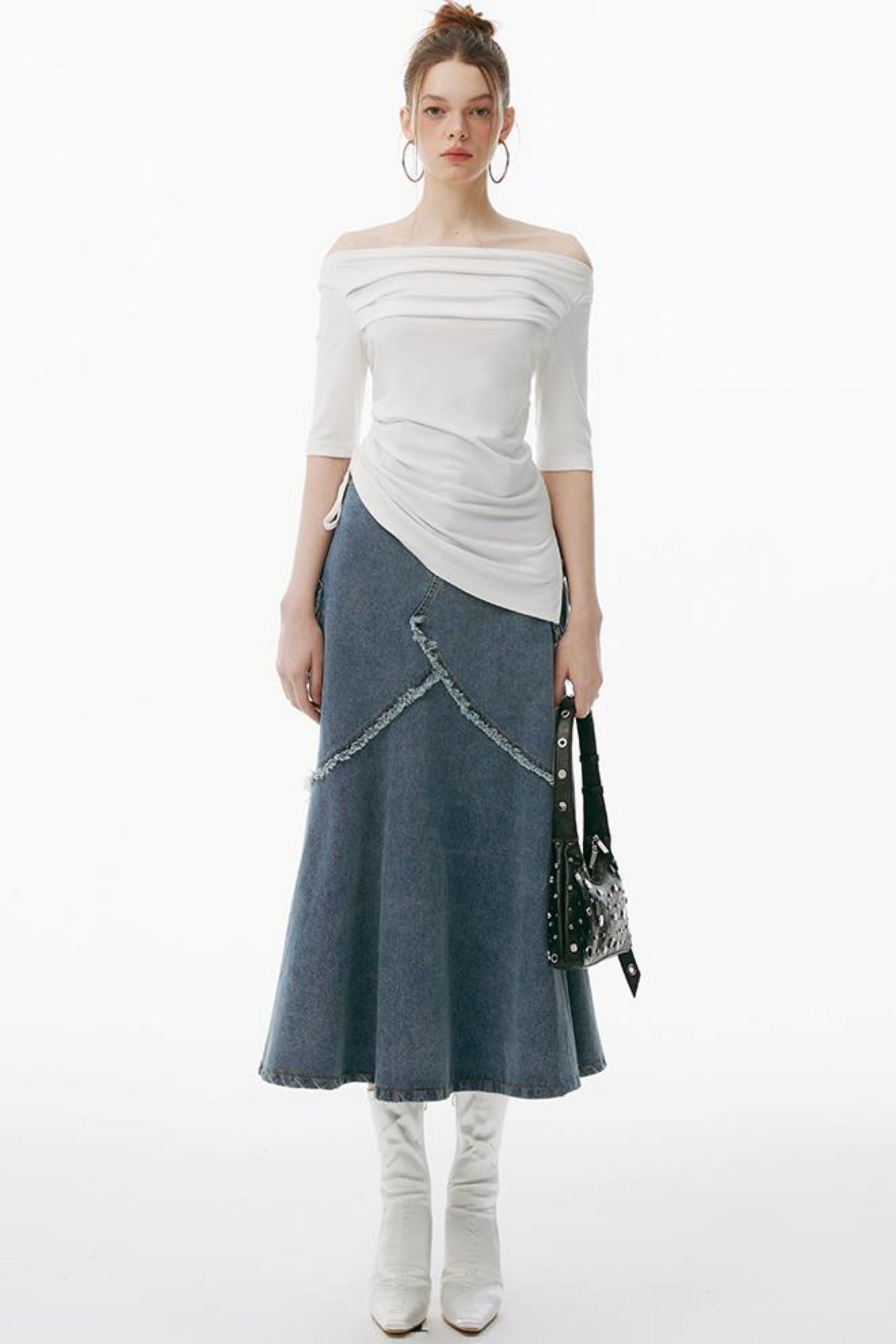 Gray One-Shoulder Bustier Set-Up