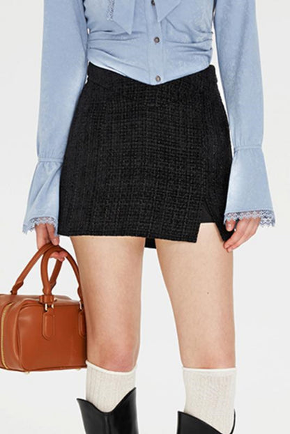 Pocket Accent Tweed Skirt Set-Up