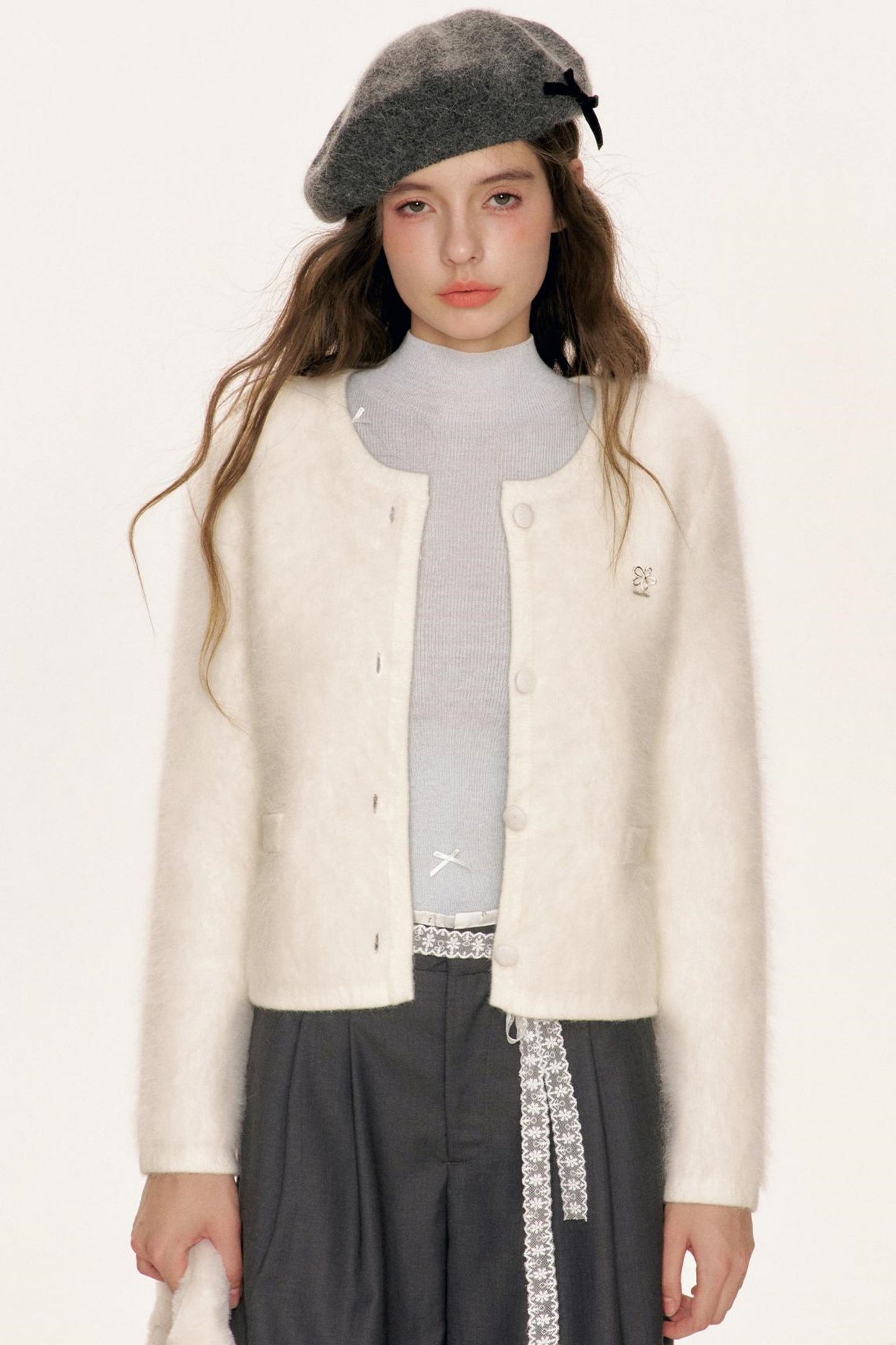 Rabbit Wool Blend Cardigan