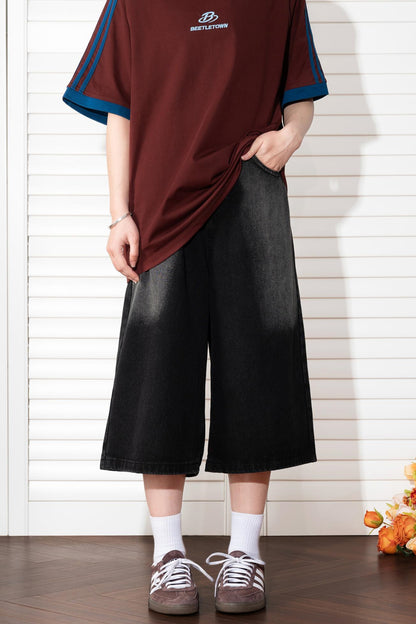 Washed Cropped Denim Pants