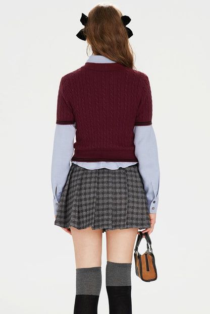 Dark Red Knit Polo T-Shirt