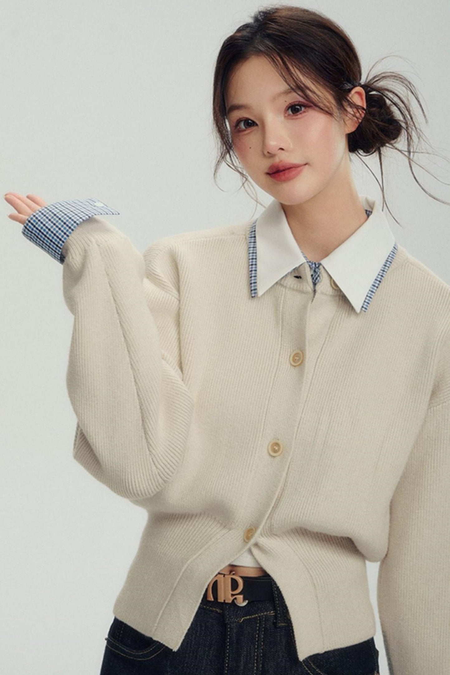 Fake Layered Shirt Sweater