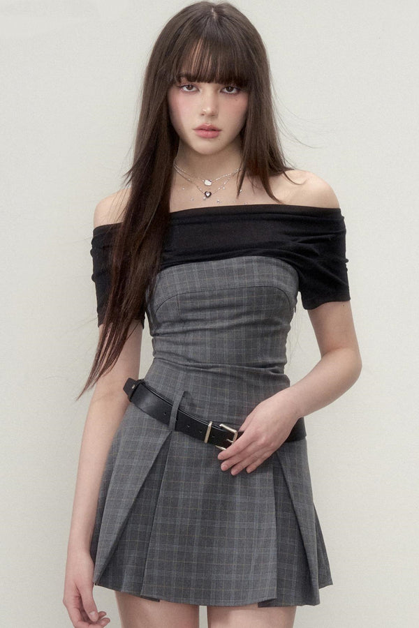 Plaid Pleated Midi Dress