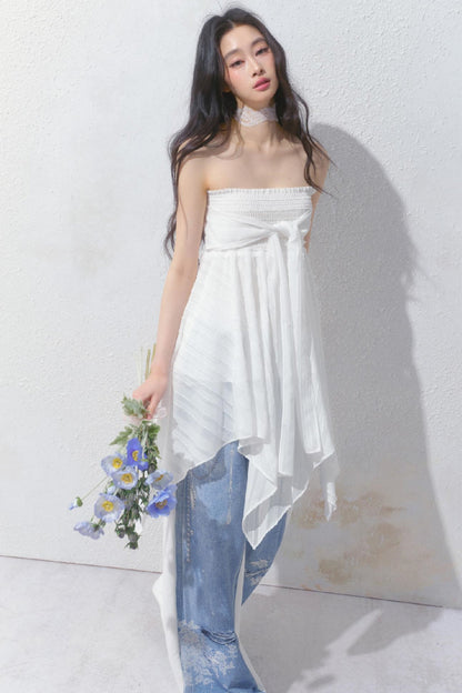 Blue Island White Denim Patch Sweatpants