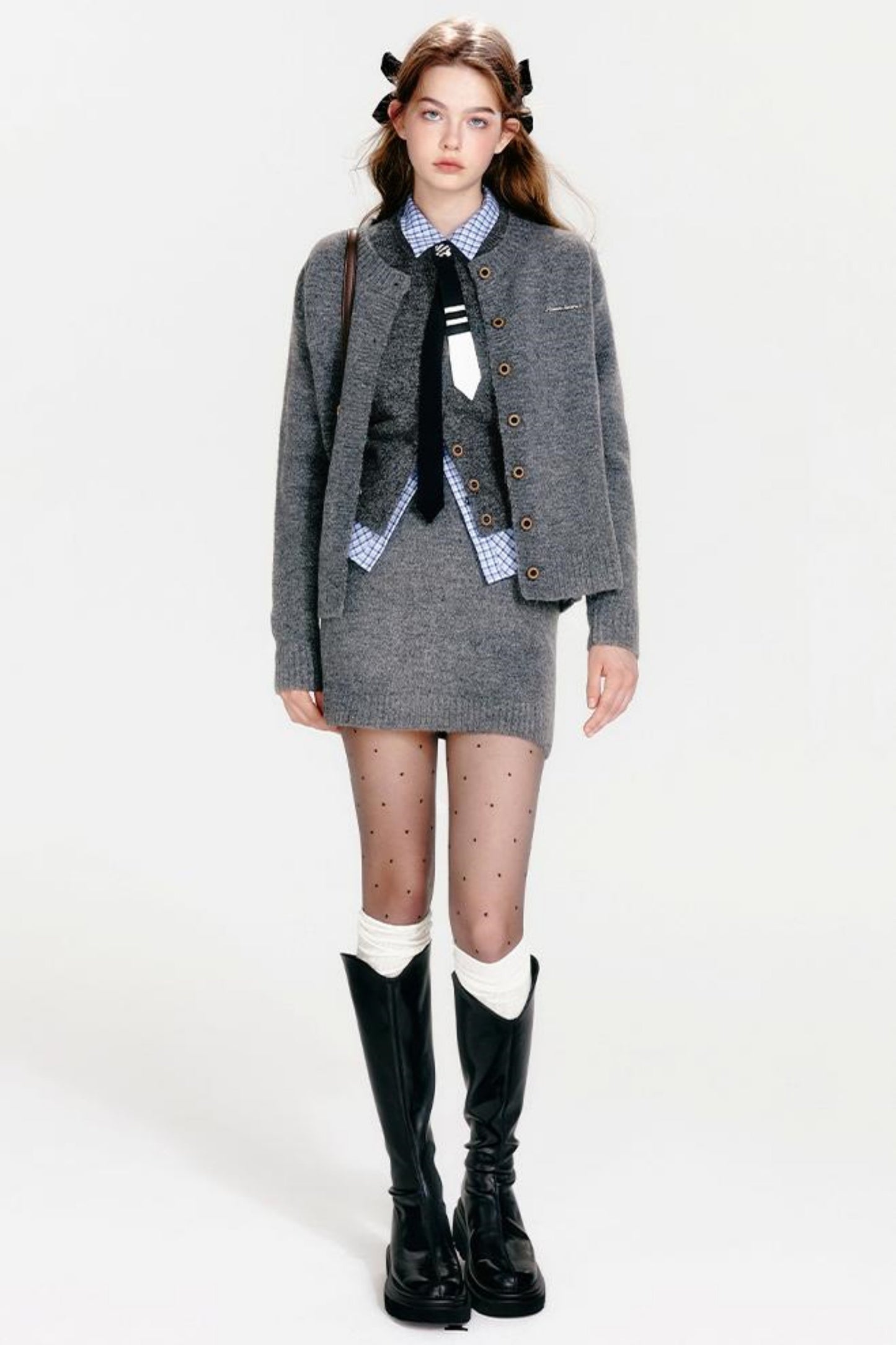 Chic Knit Vest & Skirt Set-Up