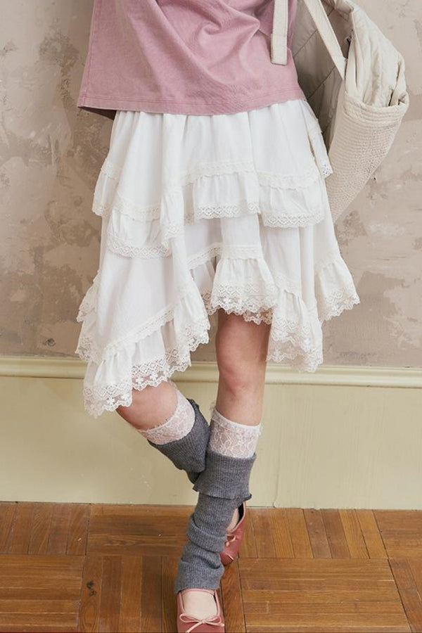 Feminine Lace Flare Skirt