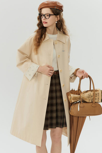 Petite Floral A-Line Trench Coat