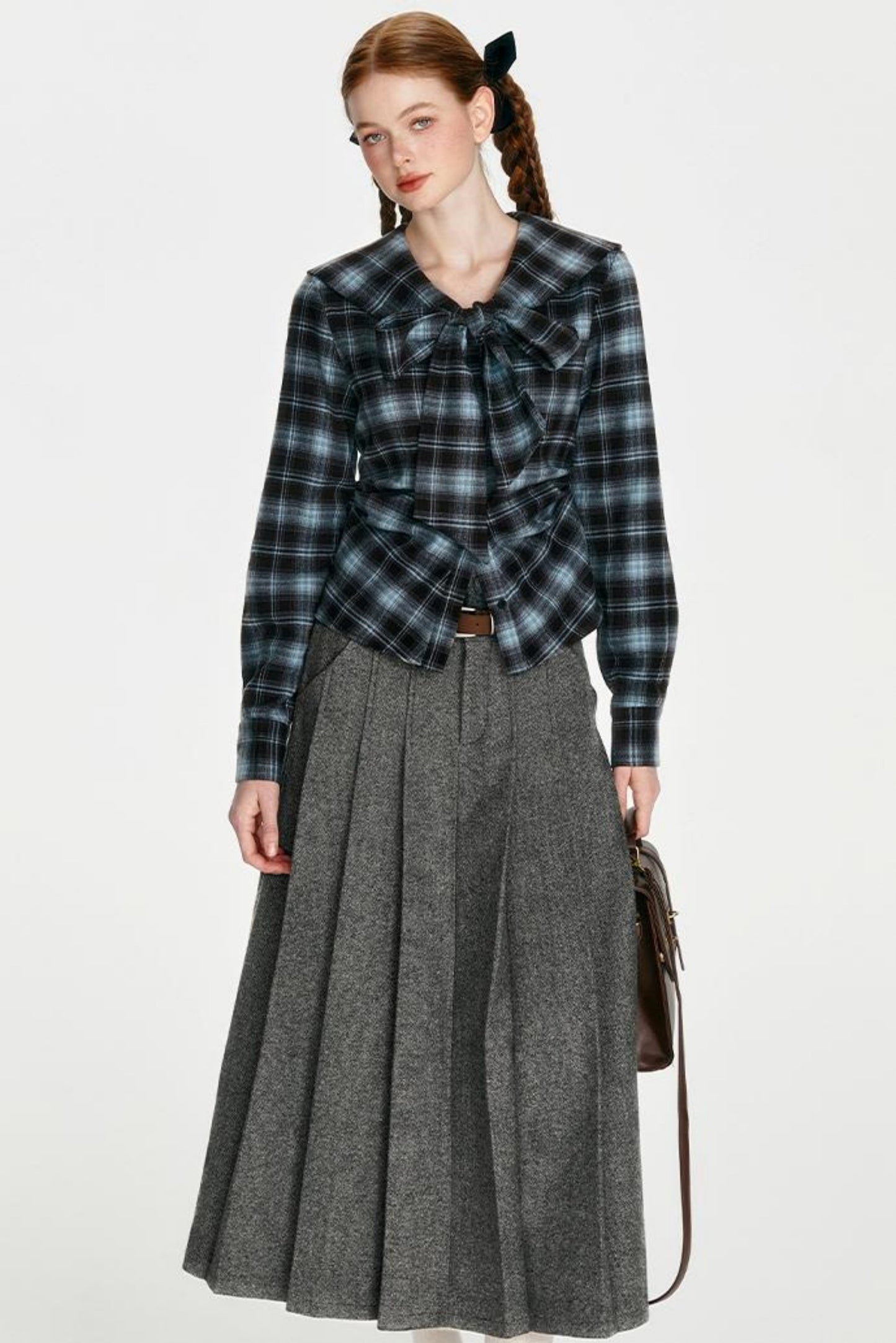 Navy Collar Collegiate Plaid Shirt