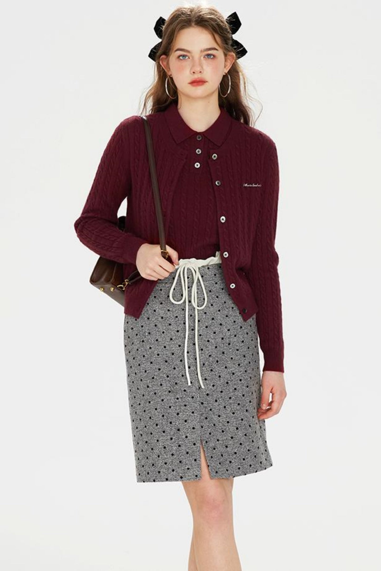 Dark Red Knit Polo T-Shirt