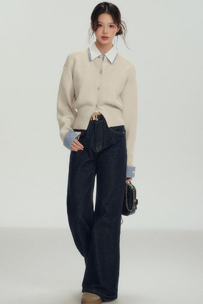 Fake Layered Shirt Sweater