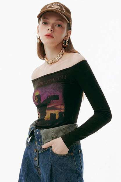 Sunset One-Shoulder Tee
