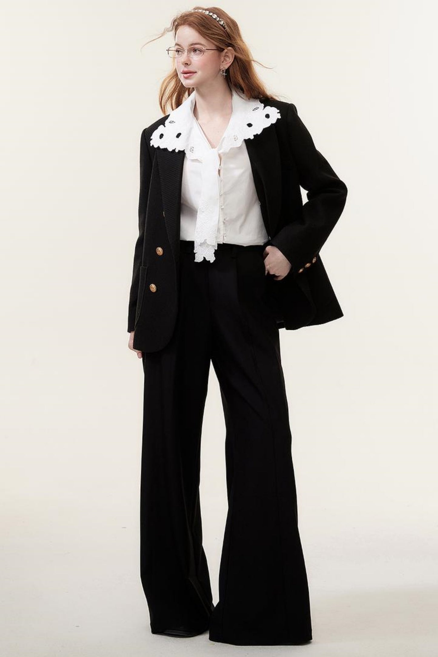 Hollow Embroidered White Blouse Top