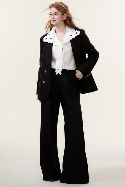 Hollow Embroidered White Blouse Top