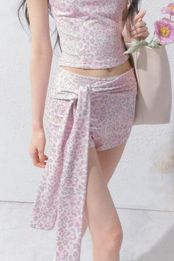 Peach Pink Leopard Print Lounge Set-Up