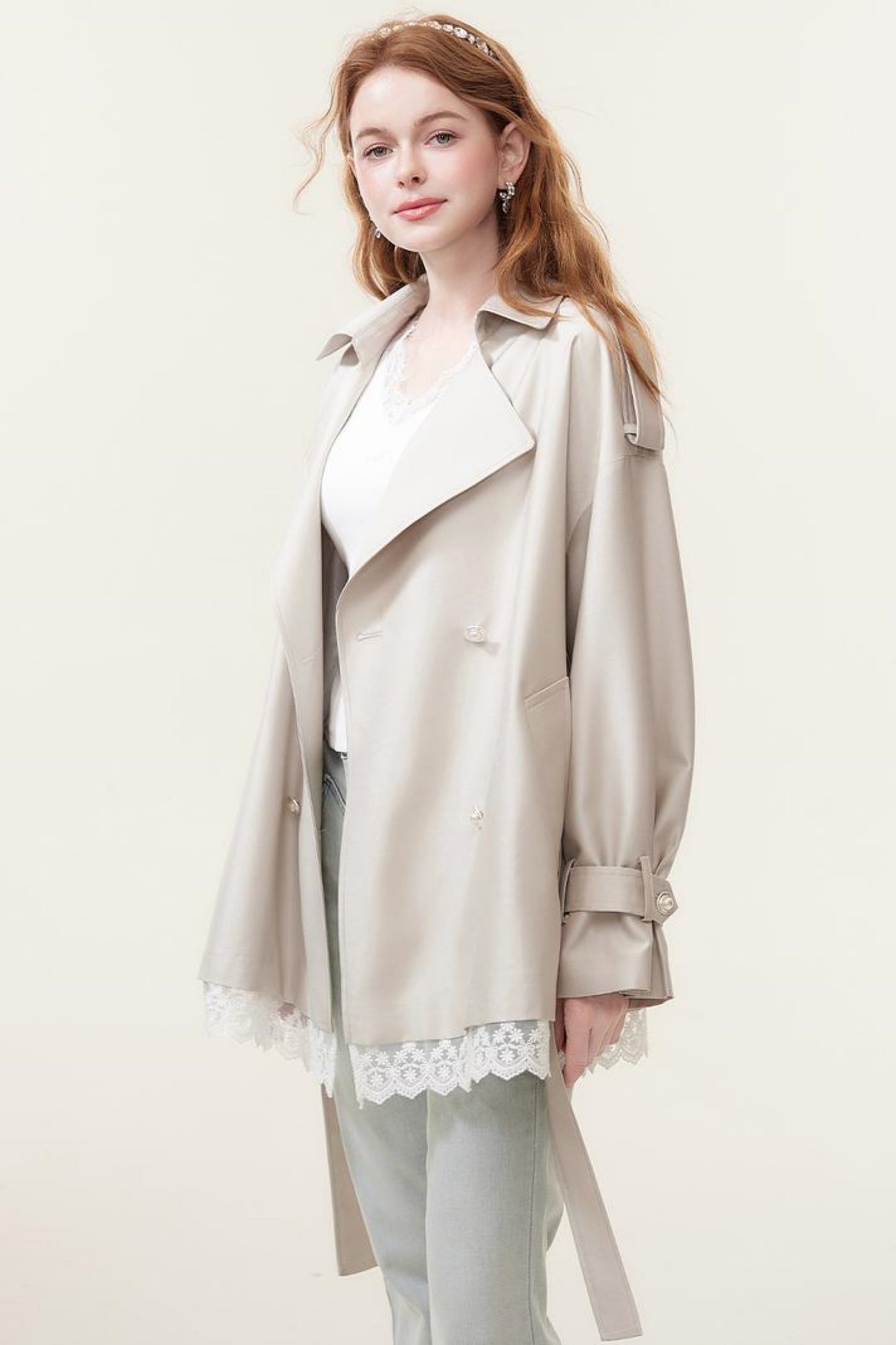 Spring Lace Trench Coat