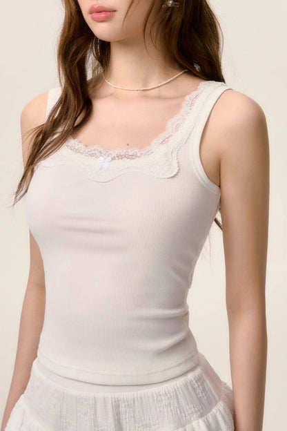 Lace Bow White Camisole