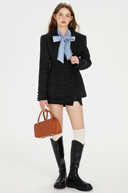 Pocket Accent Tweed Skirt Set-Up