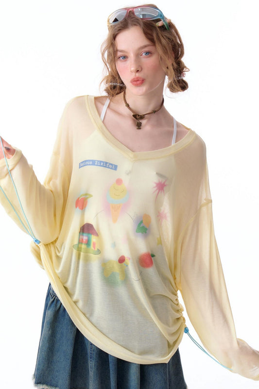 Sun Guard Chiffon Blouse Top