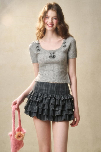 Lace Waist Check Shirt Set-Up