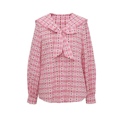 Pink Plaid Embroidered Shirt