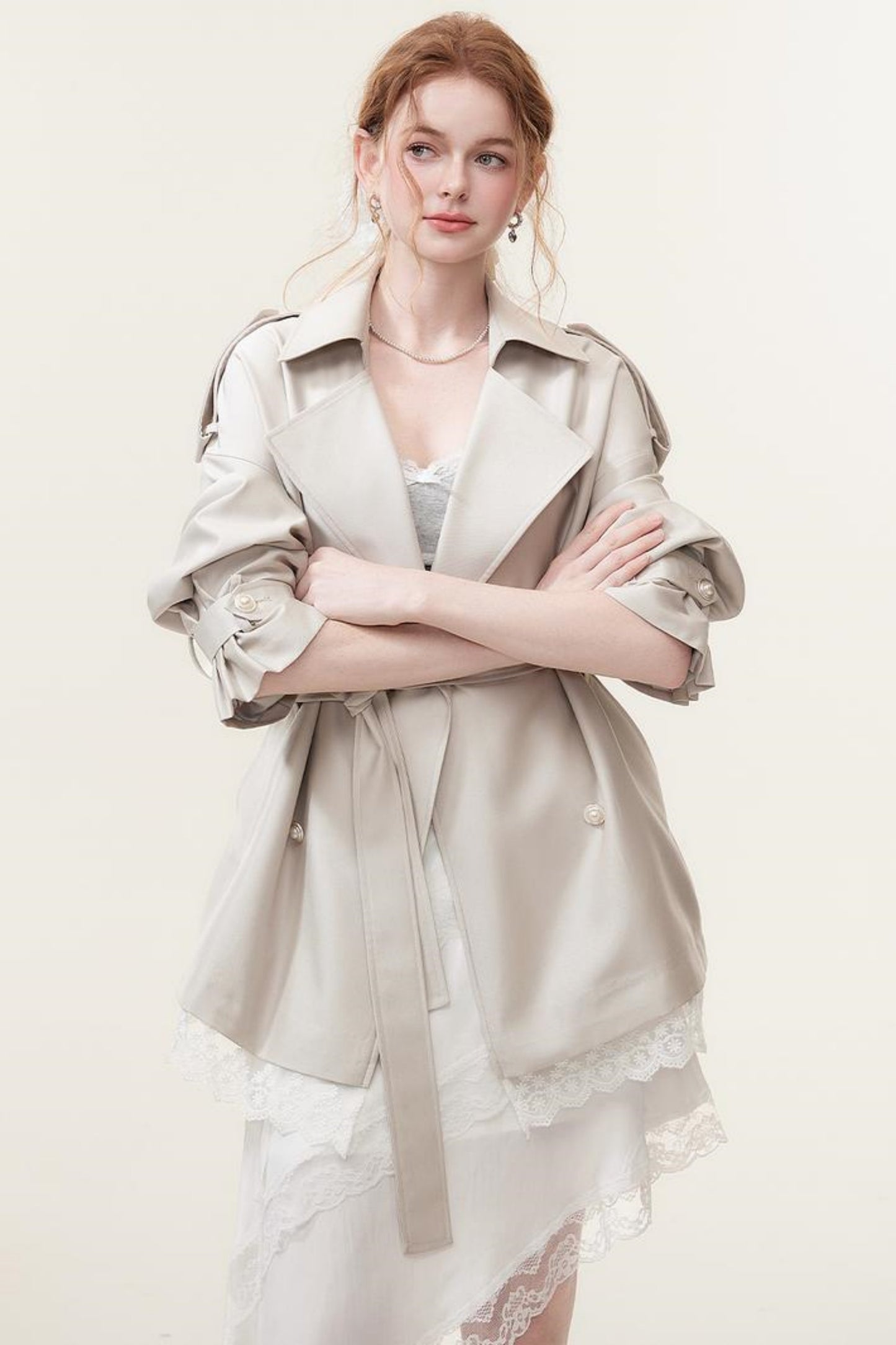 Spring Lace Trench Coat