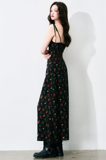 Floral Black Tie Dress