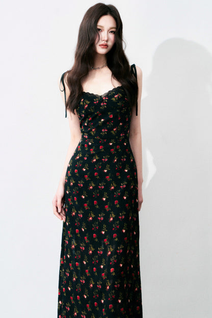 Floral Black Tie Dress