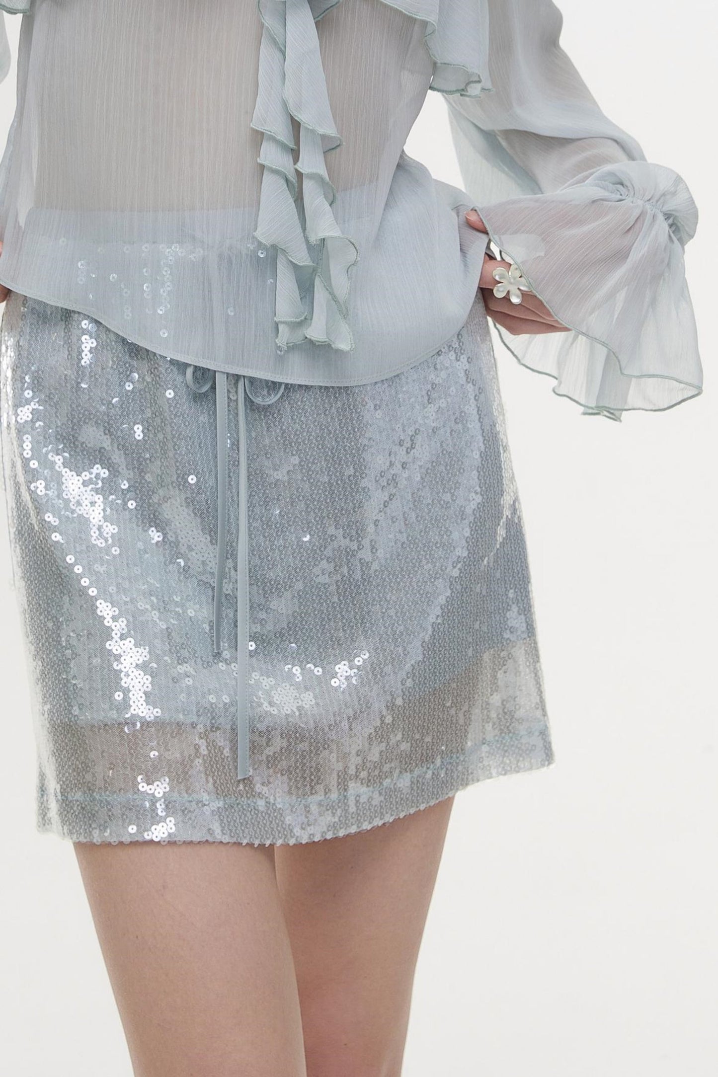 High-Waist Sequin A-Line Skirt