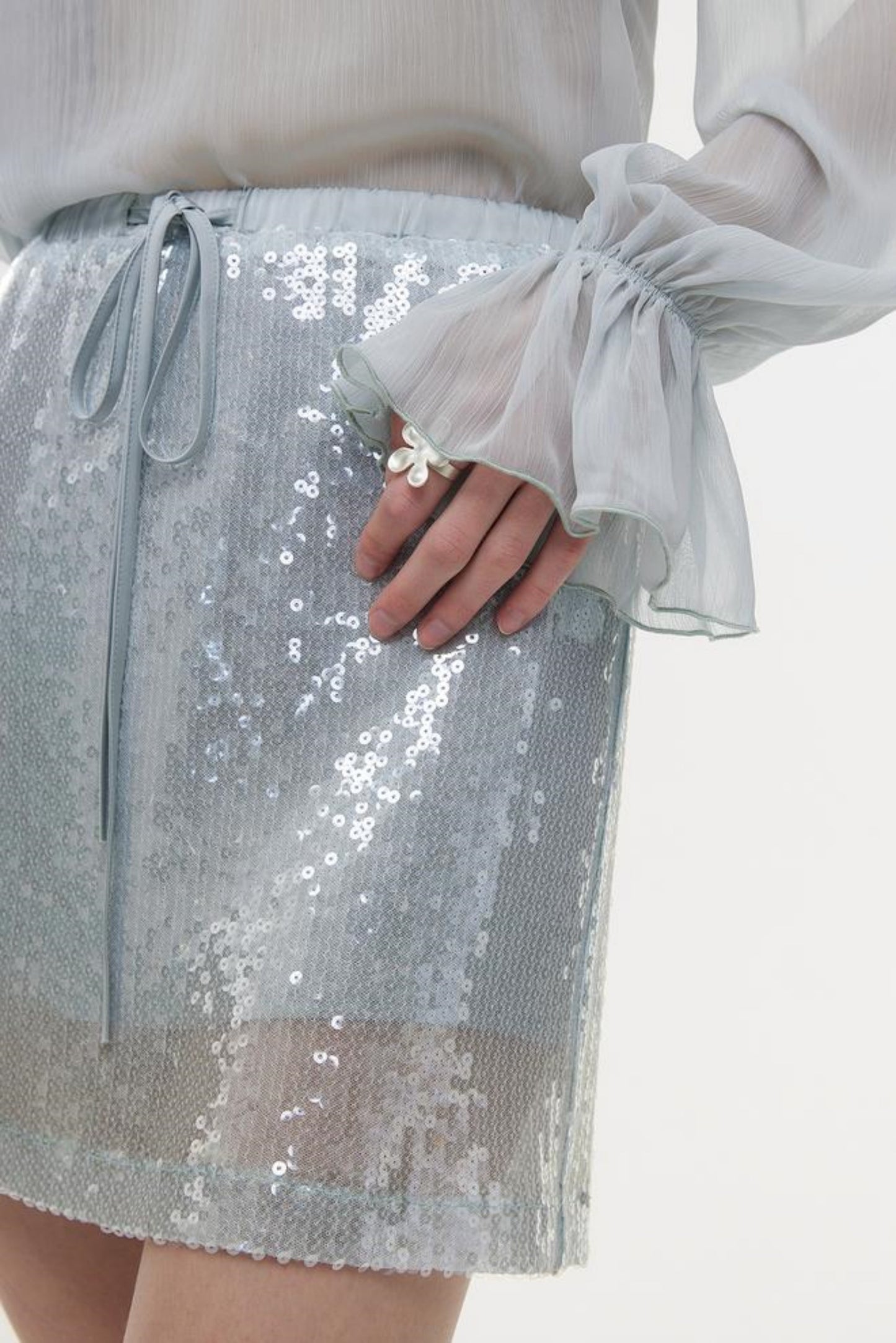 High-Waist Sequin A-Line Skirt