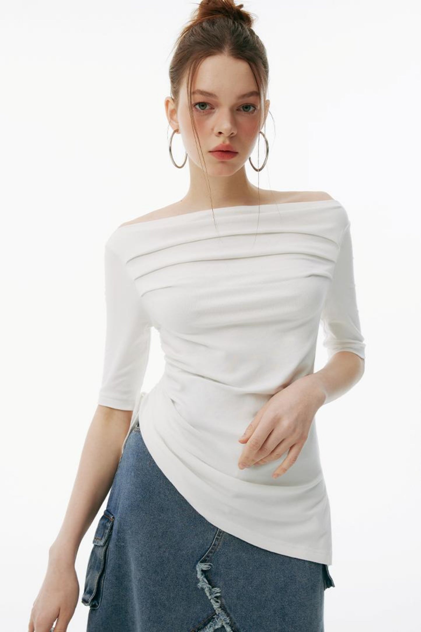 Gray One-Shoulder Bustier Set-Up