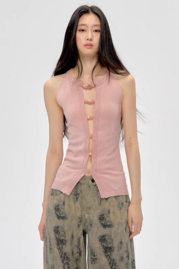 Chic Lace-Trimmed Summer Knit Top