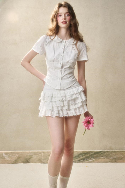 White Mint Cotton Lace Set-Up