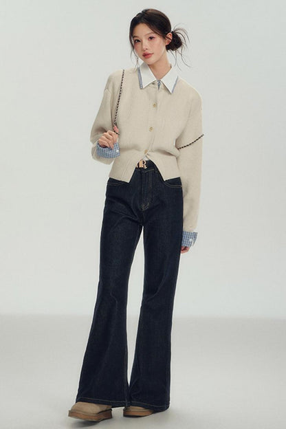 Fake Layered Shirt Sweater